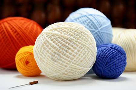传统针织手艺的毛线线球图片