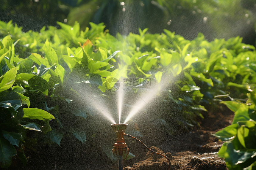 农业田野中的自动化灌溉系统图片