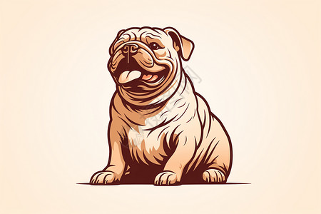 卡通风格的沙皮狗狗插图高清图片