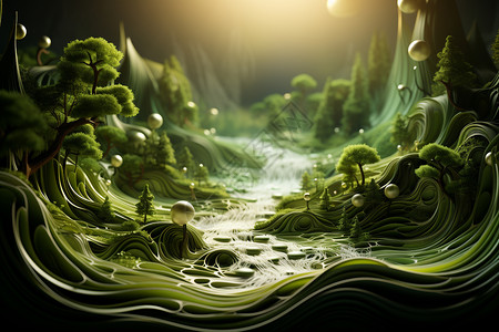 幻想绿色森林绿色植物奇妙幻想世界设计图片