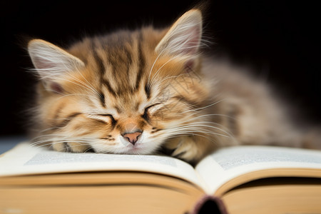趴在书本上猫书本上睡觉的小猫背景