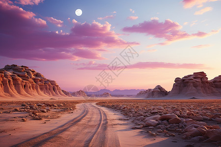 沙漠的自然风景晚霞高清图片素材