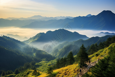 美丽的山脉景色背景图片