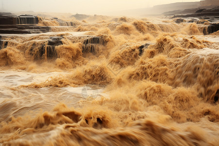 汹涌的黄河水域背景图片