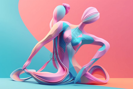 彩色拼图地垫3d创意芭蕾舞女演员设计图片