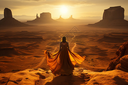 沙漠中的女人图片