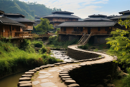 复古的住宅建筑背景图片