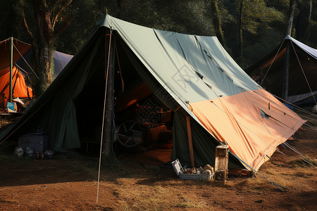搭建帐篷户外搭建的帐篷背景