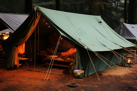搭建帐篷户外露营的帐篷背景