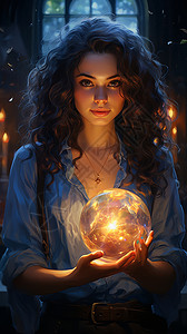 魔法女孩手中的球背景图片
