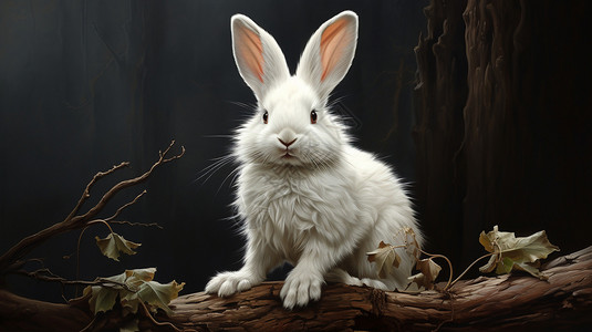 可爱的白色兔子背景图片