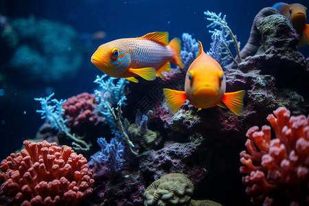 海绵动物深海的漂亮小鱼背景