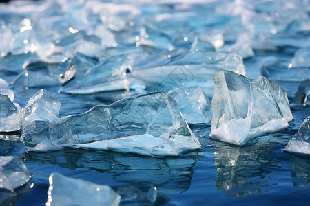 冰川水面的冰块背景图片