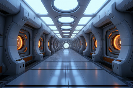 未来感飞船走廊背景图片