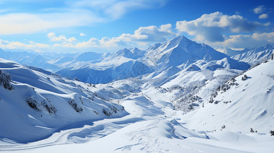 大雪盖满高山高清图片