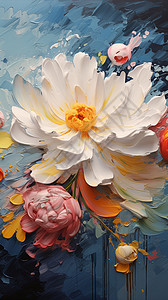 油画的花朵是五颜六色的背景图片