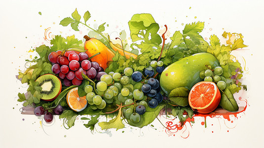 有机葡萄水果蔬菜插画