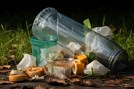 塑料污染路边倾倒的垃圾背景
