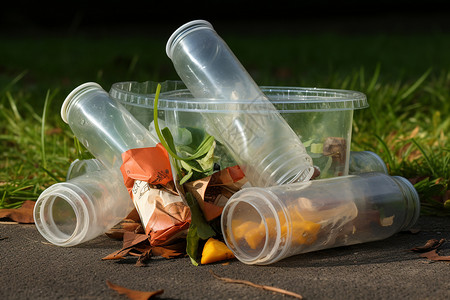 生物塑料随意丢弃的塑料垃圾背景