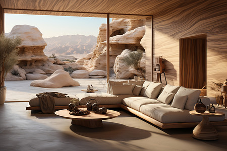 宁静的沙漠别墅背景图片