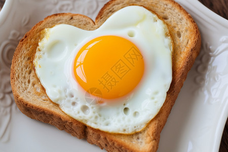 心形鸡蛋早餐面包煎鸡蛋背景