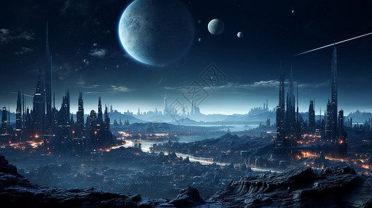 宇宙未来城市背景图片