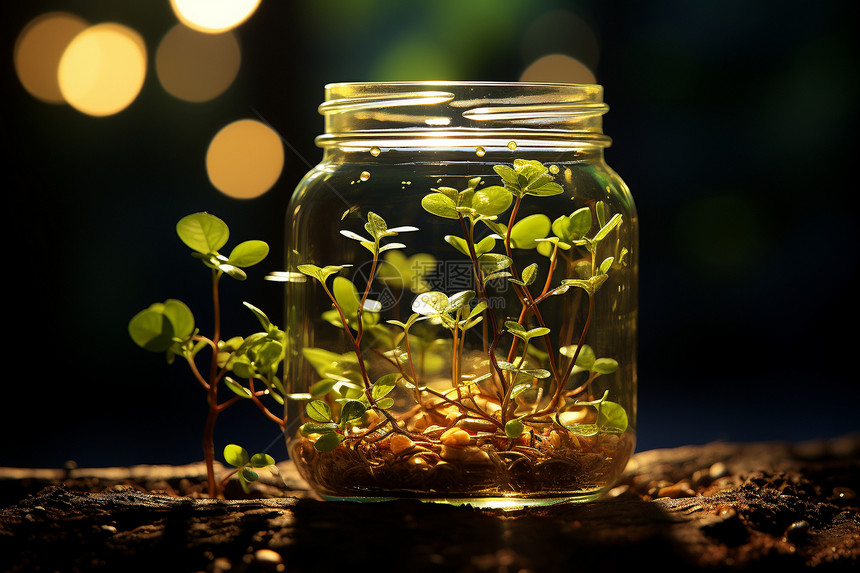 生长在玻璃瓶里是植物图片