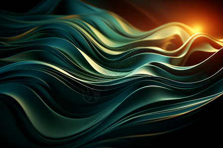 抽象的绿色波浪的3D背景图片