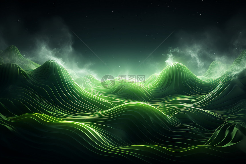 绿色波浪抽象背景图片