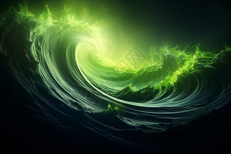 绿波壮丽的海浪背景插画