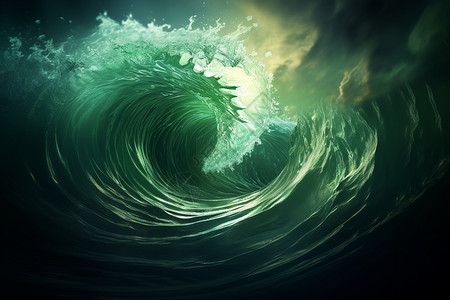 绿波抽象的海浪插画