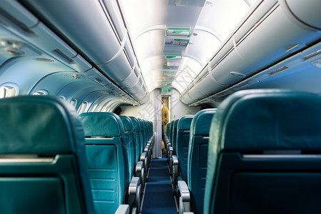 航空公司蓝色飞机上的座椅背景