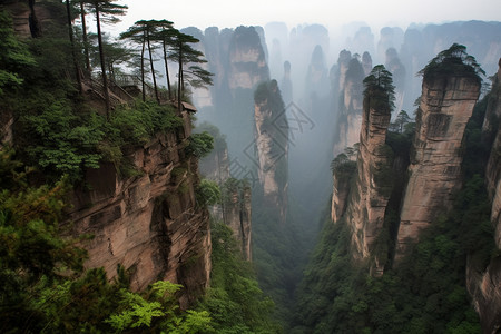 雄伟大山高耸的群峰悬崖景观背景