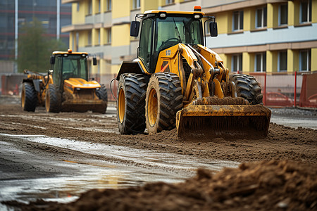 道路维修建筑的挖掘机图片