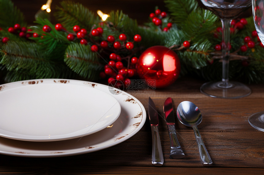 庆祝圣诞节的餐桌图片
