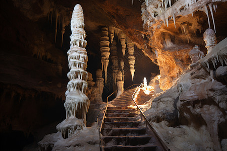 美丽的钟乳石洞穴景观背景图片