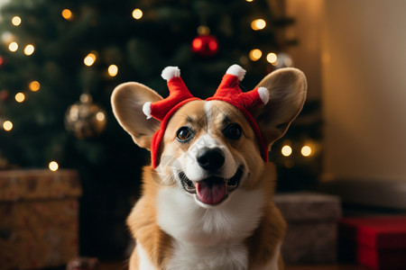 庆祝圣诞节的狗狗装饰图片