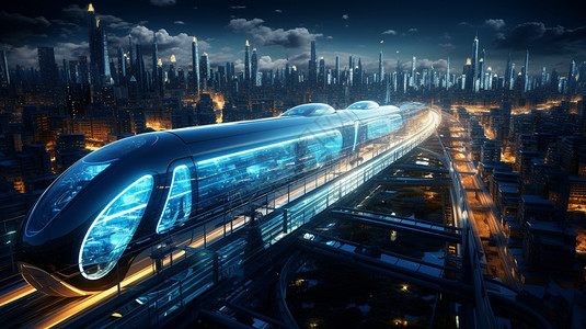 列车站台科技感城市穿梭的列车设计图片