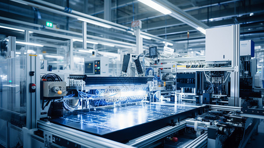 生产电子素材电子厂的自动化生产机械背景