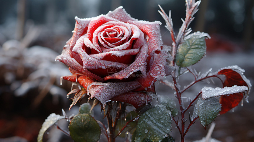 美丽的冷冻玫瑰图片