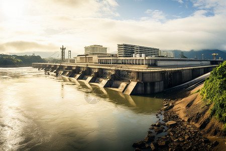 利用潮汐能量的大坝背景图片