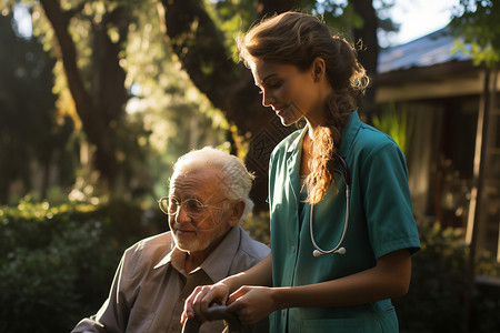 护士与病人的交流背景图片
