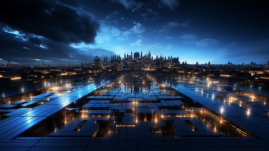 科幻技术未来派城市建筑景观图片
