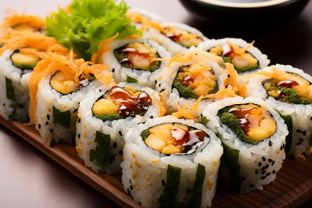 传统特色美食的寿司卷背景图片