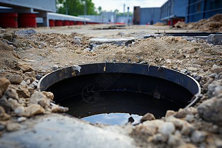 道路管道铺设工程高清图片