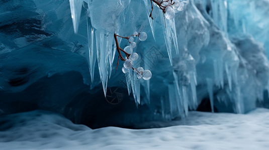 冰冻的树枝背景图片