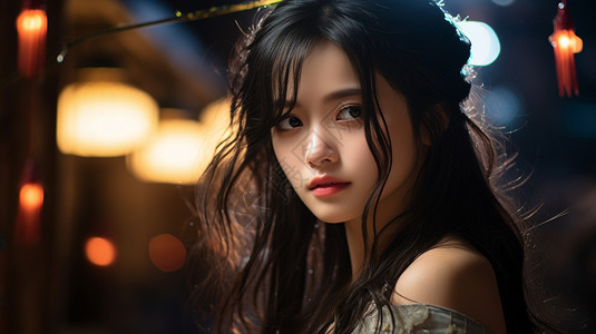 一个中国女孩背景图片