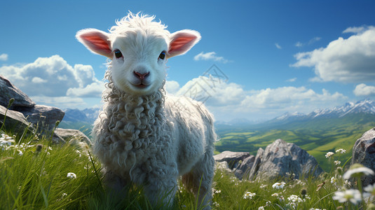 草地上的小羊背景图片