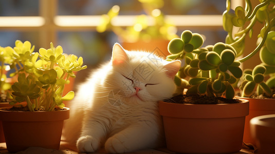 小猫躺在窗户下晒太阳高清图片