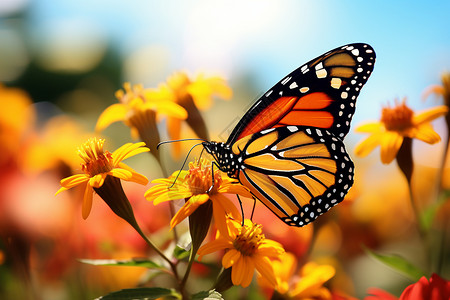 花朵上的蝴蝶背景图片